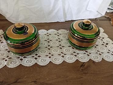 IKISI 50AZN - Material: qalın yaşıl şüşə, üzərində dekorativ qızılı — 1