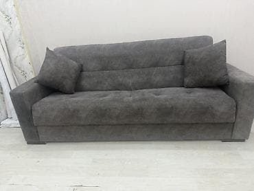 Qara-boz rəngdə üçnəfərlik yumşaq divan - Minimalist və müasir