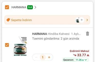 Вода: Məhsul: HARMANA Hindiba Qəhvəsi Xüsusiyyətlər: - Bitki mənşəli — 1