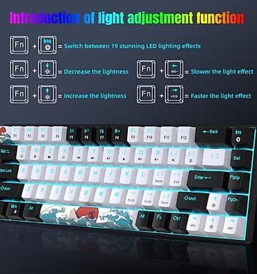 oyun yazma: HKSD mexaniki oyun klaviaturası – 65% kompakt ölçü, USB‑C qoşulma — 4