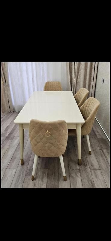 Mətbəx üçün, Açılmayan, Dördbucaq masa, 4 stul