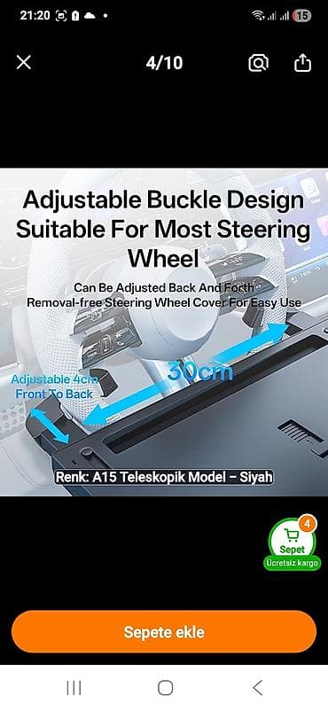 14 luk disk: A15 Teleskopik Model – Qara, sükan üçün universal avtomobil — 3