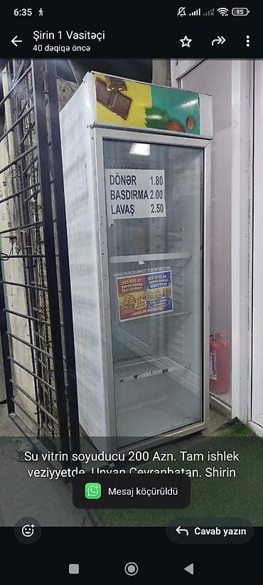 Su vitrin soyuducu 200 Azn. Tam ishlek veziyyetde. Unvan Ceyranbatan lalafo.az -da Su vitrin soyuducu 200 Azn. Tam ishlek veziyyetde. Unvan Ceyranbatan