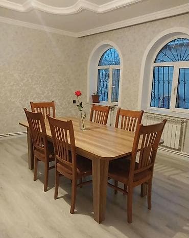 Для гостиной, Б/у, Квадратный стол, 6 стульев — 1