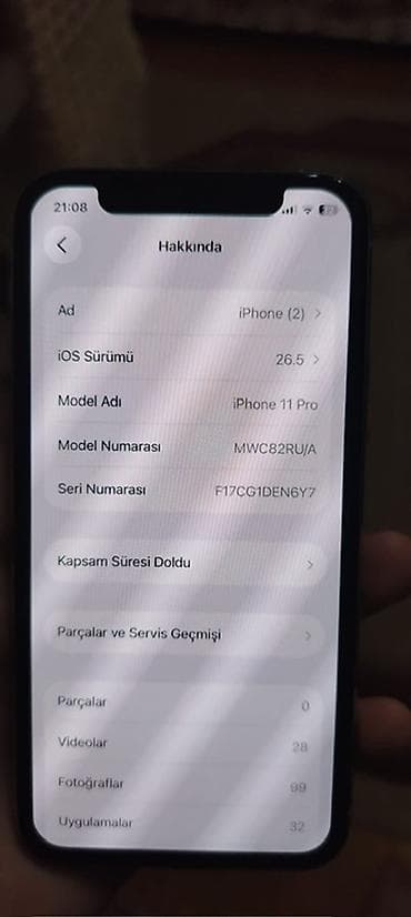 macbook pro 2.el: IPhone 11 Pro, 256 GB, Gümüşü, Face ID — 8