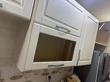 metbex skafi: Mətbəx üçün asma dolablar dəsti - Rəng: krem/şampan ağ - Material — 1