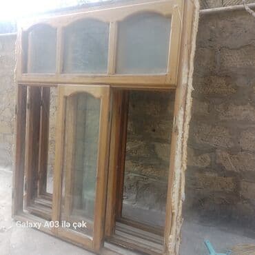 qapi pencere plastik: Taxta pəncərə dəsti razilasma yollu ile - Material: təbii ağac — 2