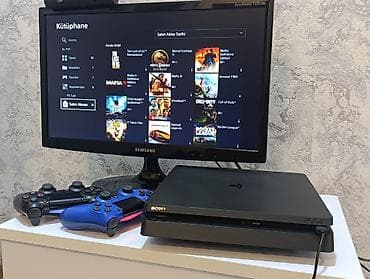 video reqstrator: PS4 slim 500GB tam komplekt 2 pult + 20 oyun yaddaşında. Sistem 13.52 — 2