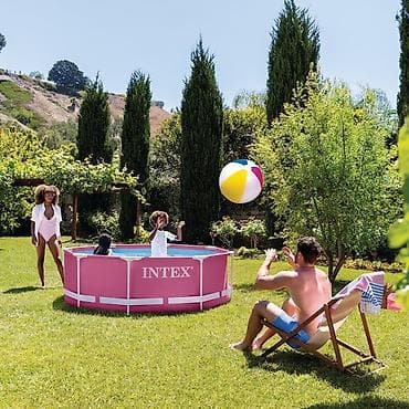 Hovuzlar: INTEX karkaslı hovuz – çəhrayı rəngdə, həyətyanı sahələr üçün ideal — 2