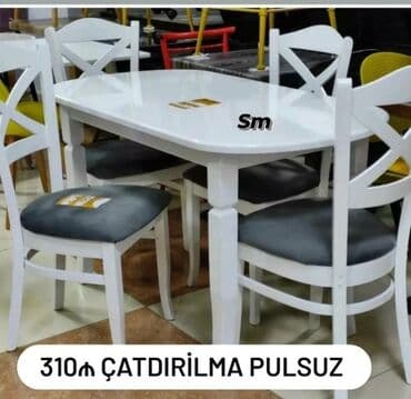 metbex stol stulları qiymetleri: Mətbəx üçün, Yeni, Açılmayan, Oval masa, 4 stul — 2