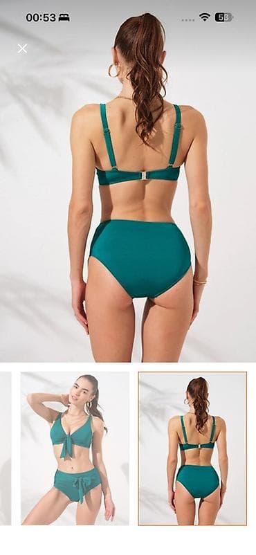 ic geyim: Iki hissəli qadın bikini dəsti – zümrüd-yaşıl rəngdə - Üst — 3