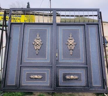 жер тошок: Железо Дворовые ворота, Распашные, 3 м, Механические, С дверью, цвет - Голубой, Нет кредита, Платная установка, Платная доставка — 17