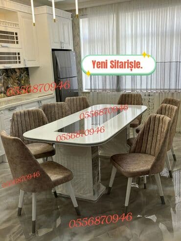 Ev üçün mebel: Düz masa, Qonaq otağı üçün, 6 nəfər, Açılmayan, Azərbaycan, Zəmanətli — 10