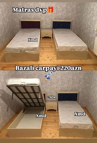 demir yataq: Təknəfərlik çarpayı, Bazalı, Matras ilə — 1
