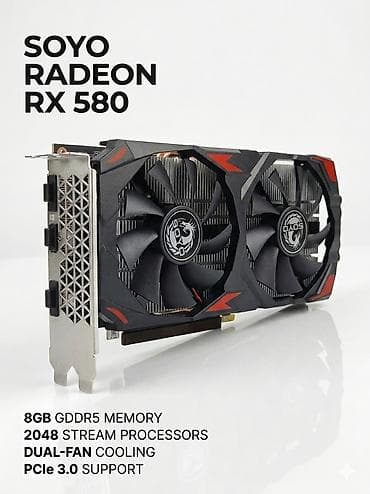 4k kamera: Видеокарта для ПК AMD Radeon RX 580, 8 ГБ, Новый — 1