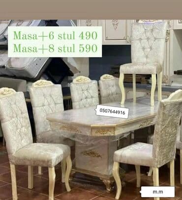 Dördbucaq masa, Qonaq otağı üçün, 6 nəfər, Açılmayan, Azərbaycan, Zəmanətli