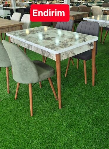 Masa və oturacaq dəstləri: Mətbəx üçün, Yeni, Açılan, Dördbucaq masa, 4 stul — 1