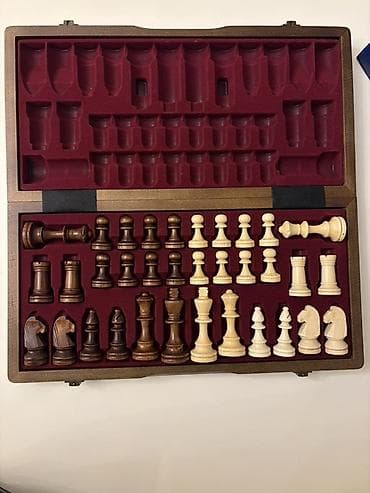 İdman alətləri: Gold Knight Chess Set – Taxta şahmat dəsti Magnit+taxta - — 4