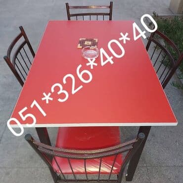 Masa və oturacaq dəstləri: Qonaq otağı üçün, Yeni, Açılan, Dördbucaq masa, 4 stul — 28