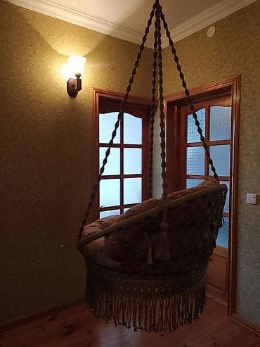 toxunma stol stul: Makrame asma kreslo – dairəvi “papasan” tipli yelləncək - İstifadə — 4