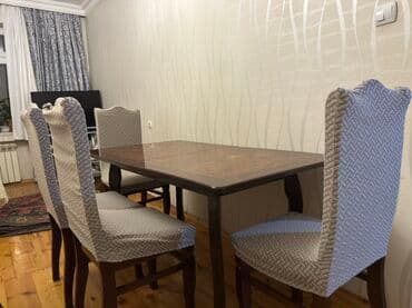 Dördbucaq masa, 4 stul