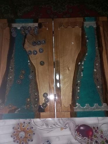 nerd daslari: Epoksi “çay” dizaynlı əl işı nərd taxtası və fişlər dəsti - Material — 1