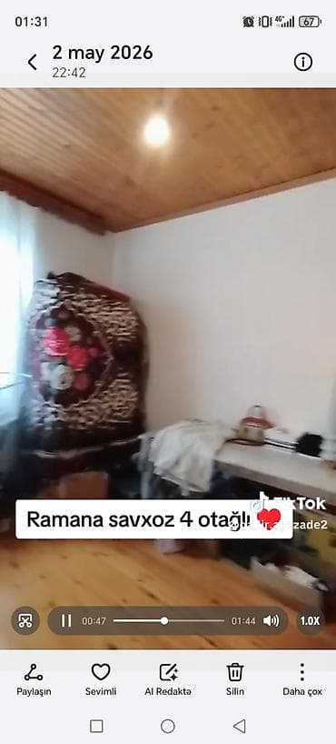 ramanada satilan bina evleri: Ramana sovxoz ərazisində 4 otaqlı mənzil/ev. Xüsusiyyətlər: - Geniş — 10