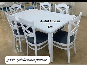 tabletka stul: Mətbəx üçün, Yeni, Açılmayan, Dördbucaq masa, 4 stul — 4