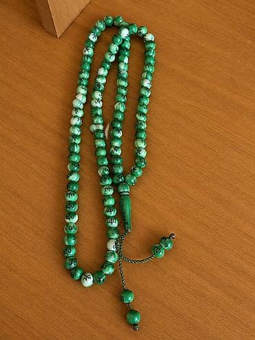 muncuq: Yaşıl zikr təsbehi - Material: cilalanmış akril/qatran tipli — 1