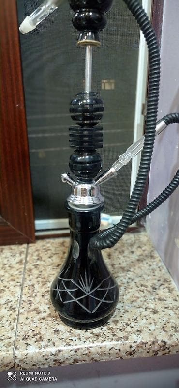 Shişa/Hookah dəsti - Rəng: qara - Materiallar: şüşə kolba, metal