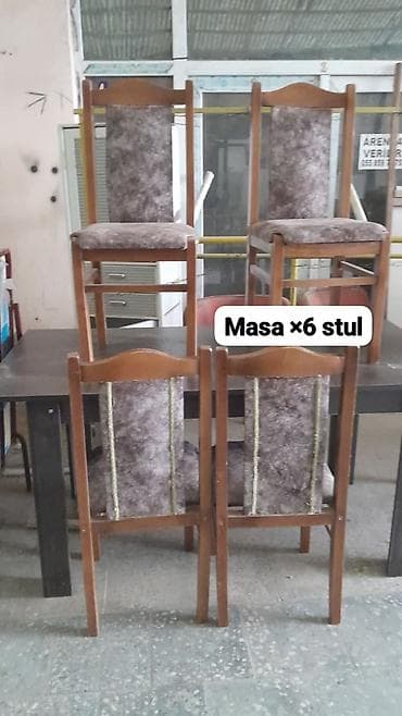 metbex stol ve stullari: Mətbəx üçün, Açılmayan, Dördbucaq masa, 6 stul — 1