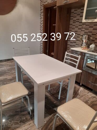 stol stul işlenmiş: Yeni, Dördbucaq masa, 6 stul, Açılmayan, Stullar ilə, Metal, Azərbaycan — 27