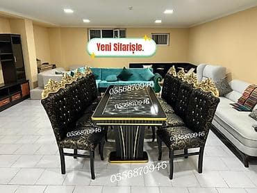 Qonaq otağı üçün, Yeni, Açılmayan, Dördbucaq masa, 6 stul — 4