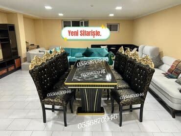 Qonaq otağı üçün, Yeni, Açılmayan, Dördbucaq masa, 6 stul