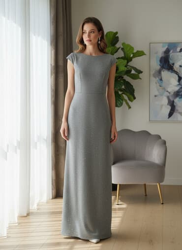 qizil bilezikler: Gümüşü parıltılı axşam geyimi - Rəng: metalik gümüşü, incə simli — 1