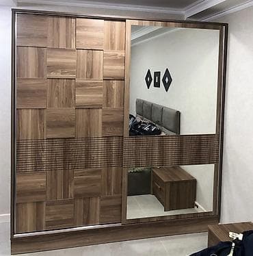 salon dolab: İşlənmiş, 2 qapılı, Güzgülü, Qəhvəyi, Kupe, Düz dolab — 1