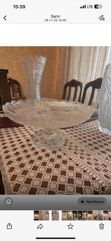 meyvə vitrin: Klassik kəsimli büllur dəst razlasma yolu ilə satlir - 2 ədəd hündür — 3