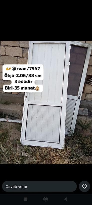 Plastik qapı və pəncərə məhsulları - 3 ədəd plastik qapı: ölçü 206x88