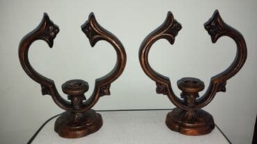 nişan dekoru: İki ədəd dekrativ şamdan dəsti - Material: Döküm metal - Rəng/örtük — 1