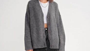 qadın üçün klassik sviterlər: Yeni boz rəngli, V yaxa jaket/kardiqan (Böyük ölçü) ​​Bütün növ — 4