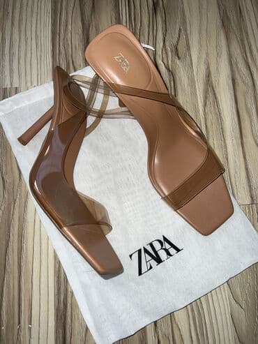 ZARA qadın sandaleti - Model: şəffaf qayışlı, açıq burunlu mulem