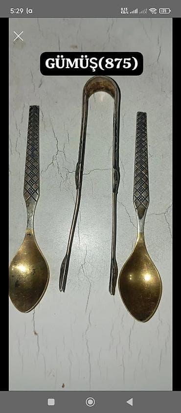 ucuz drel: Çay dəsti, rəng - Gümüşü, Metal — 2