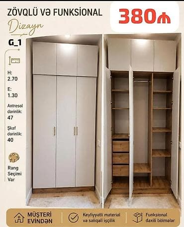 Düz dolab, Qarderob, Açılan, Korpuslu, 6 qapı