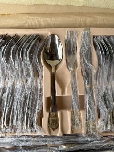 cəngəl qaşıq dəstləri: Ziyafət üçün dəbli süfrə ləvazimatı dəsti - Klassik dizaynlı, qızılı — 2