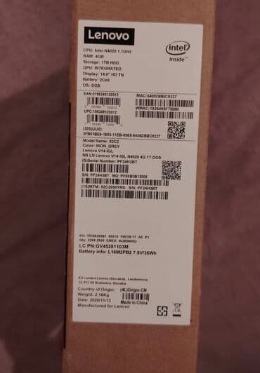 ssd ikinci el: Lenovo V14-IGL noutbuk satılır. 💻 Texniki göstəricilər: 	•	4GB RAM — 2