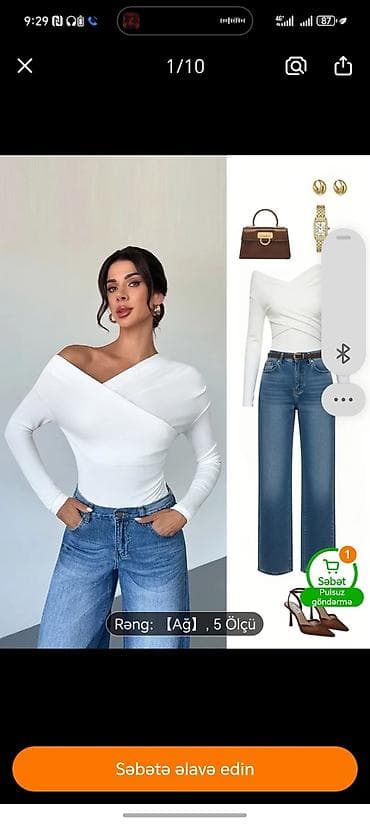 ag kurtka: Ağ rəngli qadın bluz/top - Dizayn: Çarpaz kəsimli V-dekolte efektli — 1