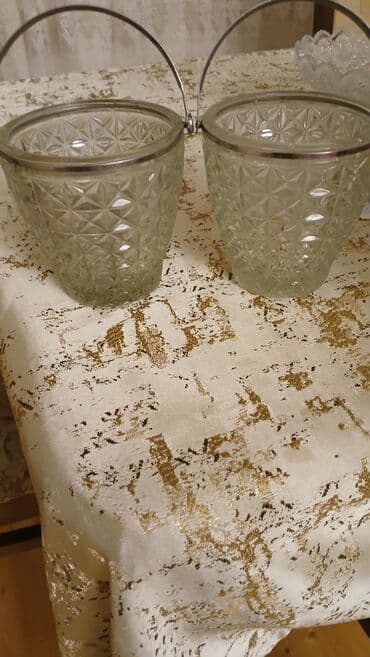 Süfrə ləvazimatları: Şüşə qab dəsti – 2 ədəd.Cutu30m. - Material: qalın, şəffaf şüşə - — 1