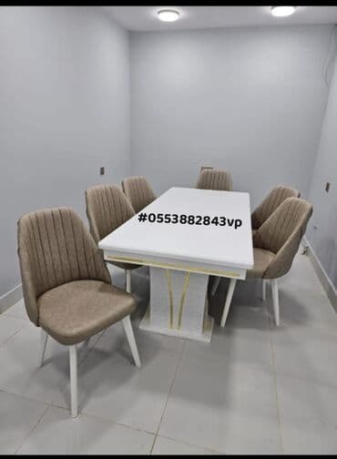 metbex stolu qiymetleri: Qonaq otağı üçün, Yeni, Açılmayan, Dördbucaq masa, 6 stul — 1