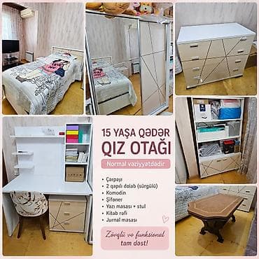 Qız otağı mebel dəsti – 15 yaşa qədər uşaqlar üçün zövqlü və