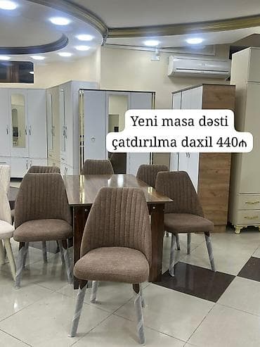 Mətbəx üçün, Açılmayan, Dördbucaq masa, 6 stul lalafo.az -da Mətbəx üçün, Açılmayan, Dördbucaq masa, 6 stul